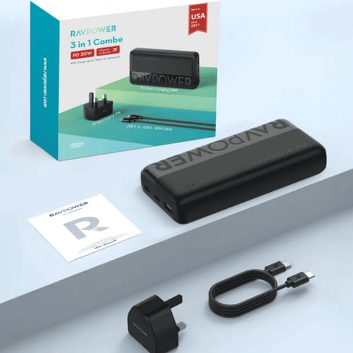 راف باور بطارية متنقلة بقوة 20 واط بسعة 20000 ملي...