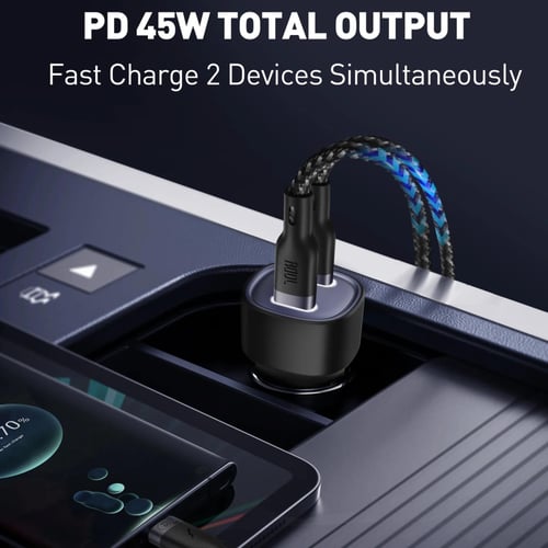 جودا - تيوب 45 شاحن سيارة بمنفذين بى دى بقوة 45 وا...