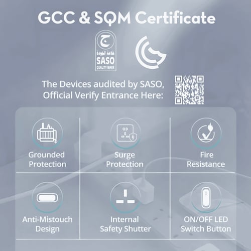 راف باور توصيلة 6 منافذ بقوة 3150 واط - رمادي