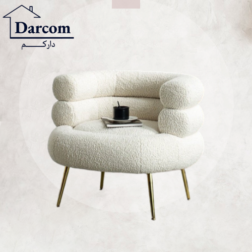 كرسي بوكلية أبيض ارجل ذهبي