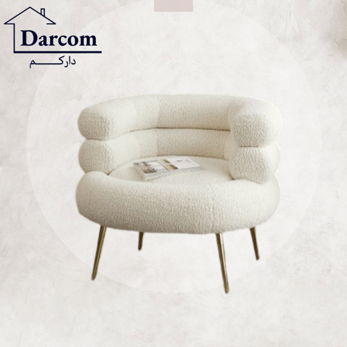 كرسي بوكلية أبيض ارجل ذهبي