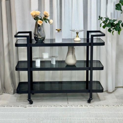 عربة تقديم ثلاث ادوار زجاج شفاف