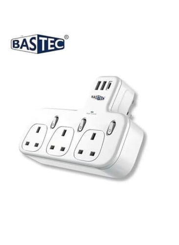 فيش جداري مشترك كهرباء بـ3 منافذ ثلاثية ومنفذين US...