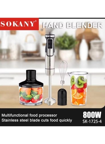 خلاط يدوي 4 في 1 من الاستانلس-2 سرعة/800 وات