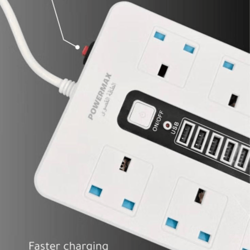 توصيلة كهربائية 6 افياش مع 6 منافذ طول السلك 5 متر...