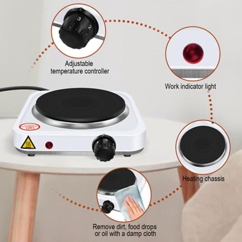 موقد الكهربائي حجر عين وحدة بقوة 1000وات لون ابيض