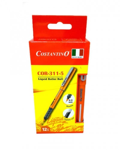 علبة اقلام حبر سائل مع غطاء لون برتقالي 0.5mm