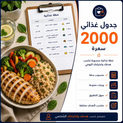 جدول غذائي 2000 سعرة