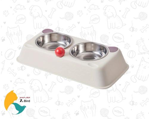 وعاء مزدوج من الستانلس ستيل للكلاب والقطط من سيفن...