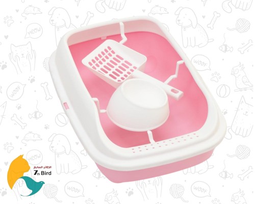ليتر بوكس مفتوح للقطط مع مجرفة وصحن من سيفن بيرد X...