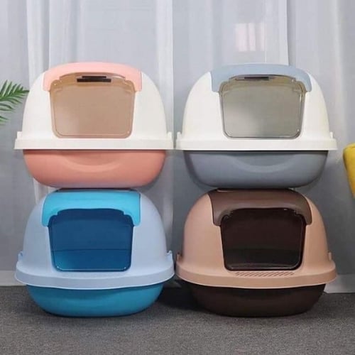 باكي واي ليتر بوكس مغلق للقطط مزود بمجرفة ومناسب ل...