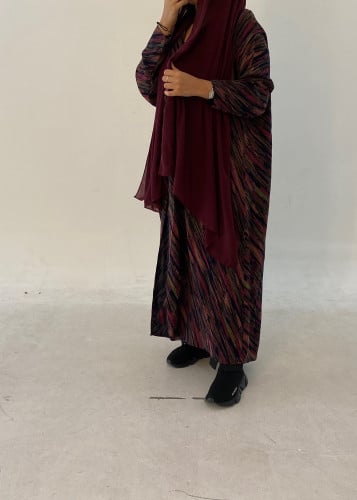 كريب قطن اسود مقلم