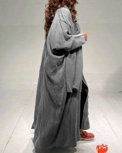 عبايه حرير مغسول رمادي