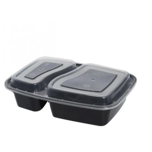 Black microwave plate 32 oz rectangular divided in...