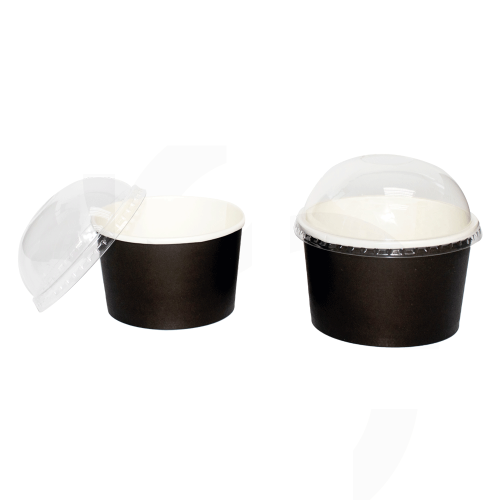 Black color ice cream boxes 10 ounces with dome li...