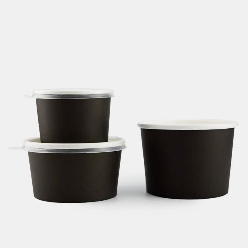 Black color ice cream boxes 8 ounces with flat pul...