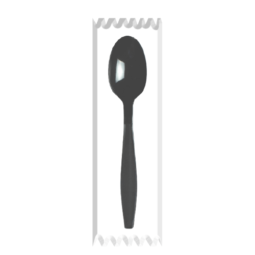 Plastic VIP spoon, 1000 pieces, black, wrapped