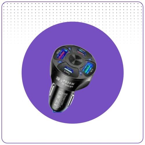 فيش سيارة منفذين usb+منفذين بي دي 68 واط HOOTOO