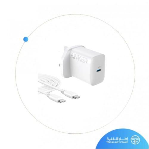 شاحن منزلي 20 واط منفذ pd مع كيبل طرفين تايب سي AN...