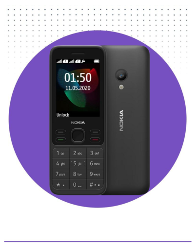جوال نوكيا 150 شريحتين اسود 4G مع كاميرا خلفية وفلاش