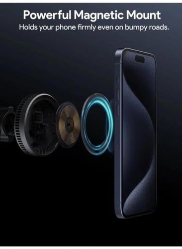 حامل جوال مع شاحن سيارة لاسلكي مغناطيس 25 واط لفتح...
