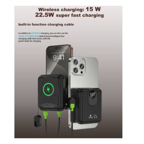 باور بانك قوة 20000 الف شاحن لاسلكي 15 واط مع كابل...