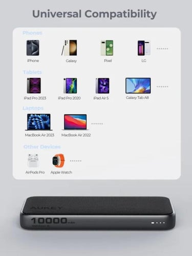 باور بانك بقوة 10000 الف شحن سريع 15 واط AUKEY-Spa...