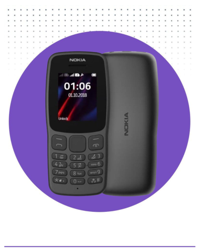 جوال نوكيا 106 4G ثنائي الشريحة اسود | شاشة 1.8 بوصة وبطارية تدوم طويلًا