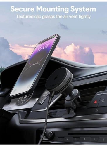 حامل جوال مع شاحن سيارة لاسلكي مغناطيس 25 واط لفتح...