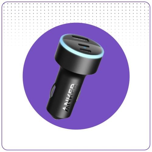 فيش سيارة 67 واط منفذين pd+منفذ usb من ANKER