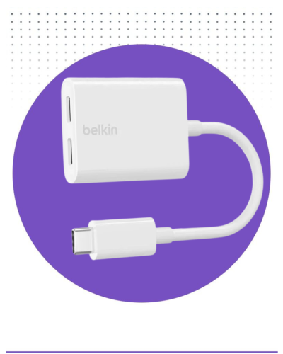 وصلة بيلكن تايب سي منفذين تايب سي شاحن وسماعة شحن سريع 60 واط Belkin