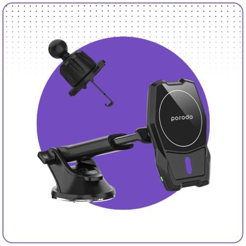 حامل جوال بورودو مزدوج مع شاحن لاسلكي للسيارة 15 و...