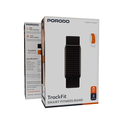 سوار رياضي بدون شاشة اللون اسود مع حزام اسود وبرتق...