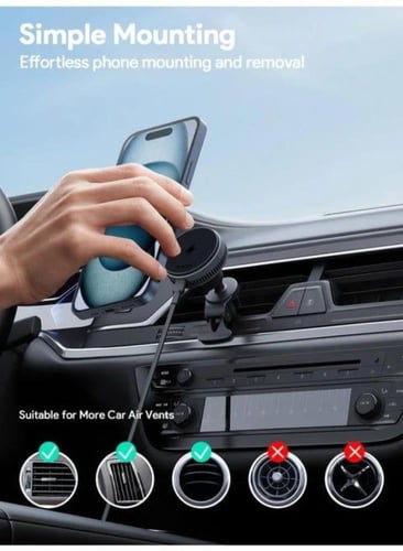 حامل جوال مع شاحن سيارة لاسلكي مغناطيس 25 واط لفتح...