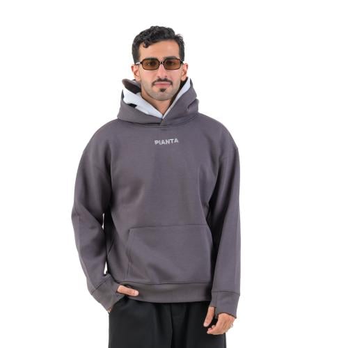 Gray hoodie Double cap Oversize