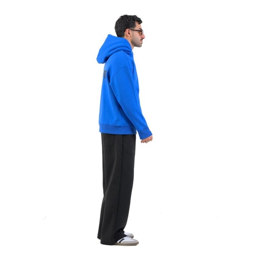 Blue hoodie Double cap Oversize
