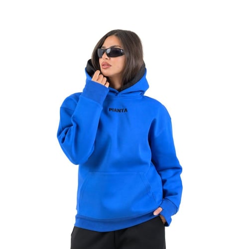Blue hoodie Double cap Oversize