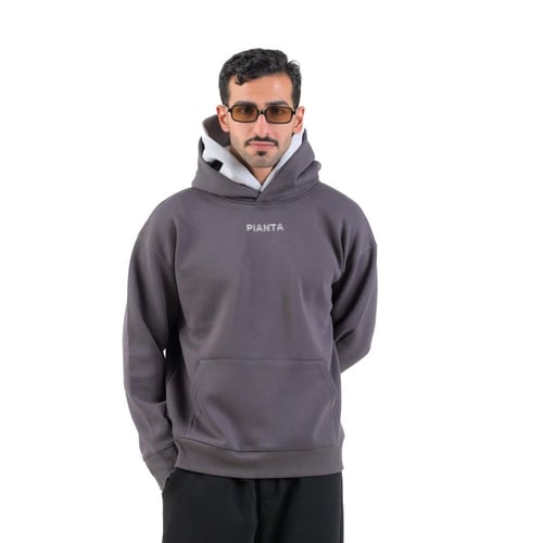 Gray hoodie Double cap Oversize