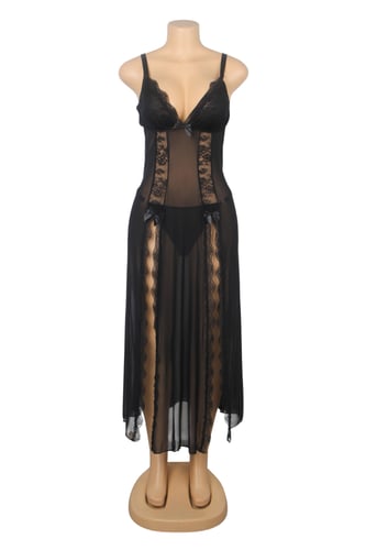 فستان نوم لانجري شيفون أسود