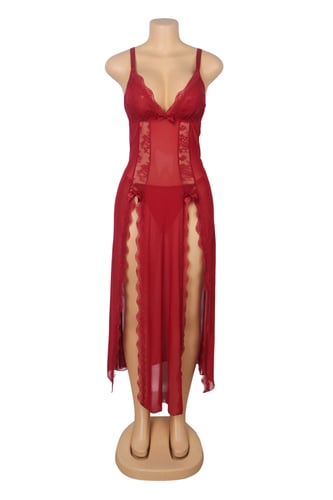 فستان نوم لانجري شيفون أحمر