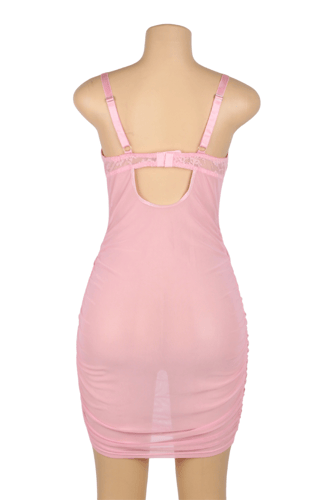 فستان نوم وردي دانتيل