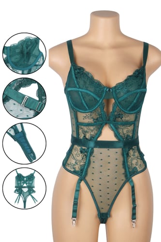 لانجري دانتيل خضراء شفافة