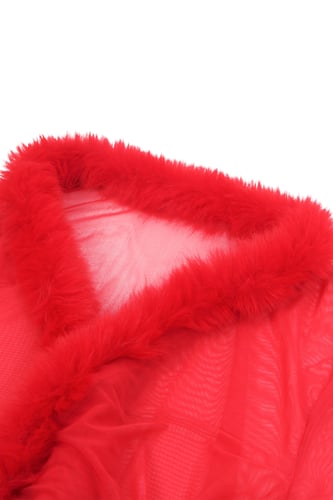 روب لانجري قصير شيفون أحمر