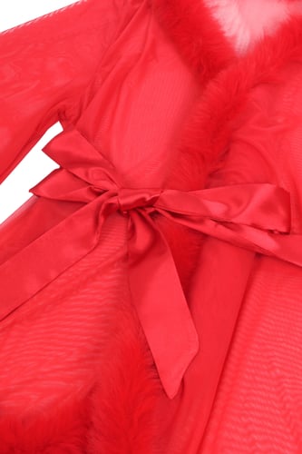 روب لانجري قصير شيفون أحمر