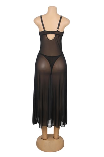 فستان نوم لانجري شيفون أسود