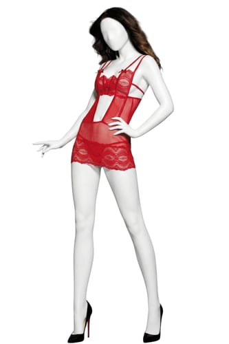 فستان لانجري نسائي – تصميم أنيق باللون الأحمر