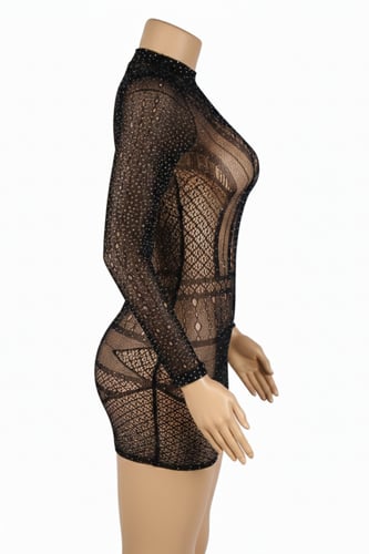 فستان لانجري شبك أسود