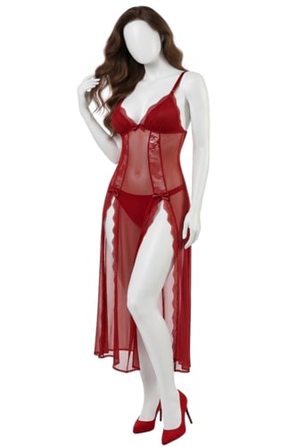 فستان نوم لانجري شيفون أحمر