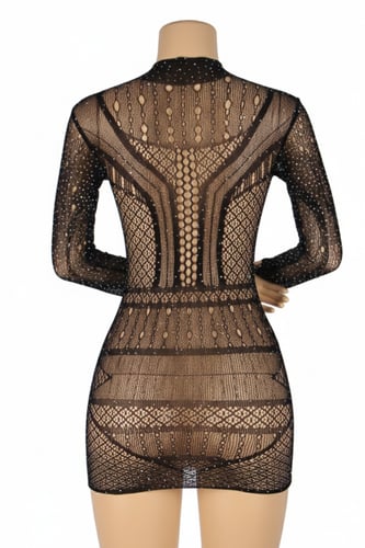 فستان لانجري شبك أسود