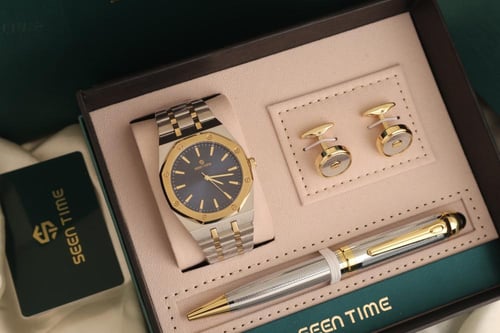 ساعة وقلم الأناقة الكلاسيكية